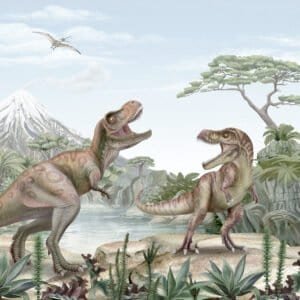Mural infantil de dinosaurios en tono verde - Alchemyst