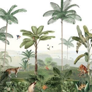 Mural infantil de una selva tropical en tono verde - Alchemyst