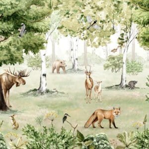 Mural infantil de bosque con animales - Alchemyst