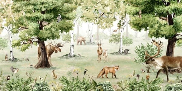 Mural infantil de bosque con animales - Alchemyst