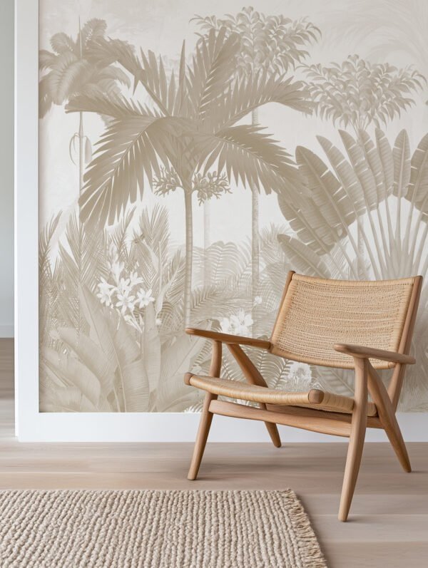 Mural ilustrado de palmeras en tono sepia - Alchemyst