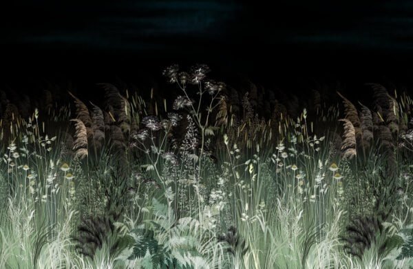 Mural ilustrado de una pradera en tono negro - Alchemyst