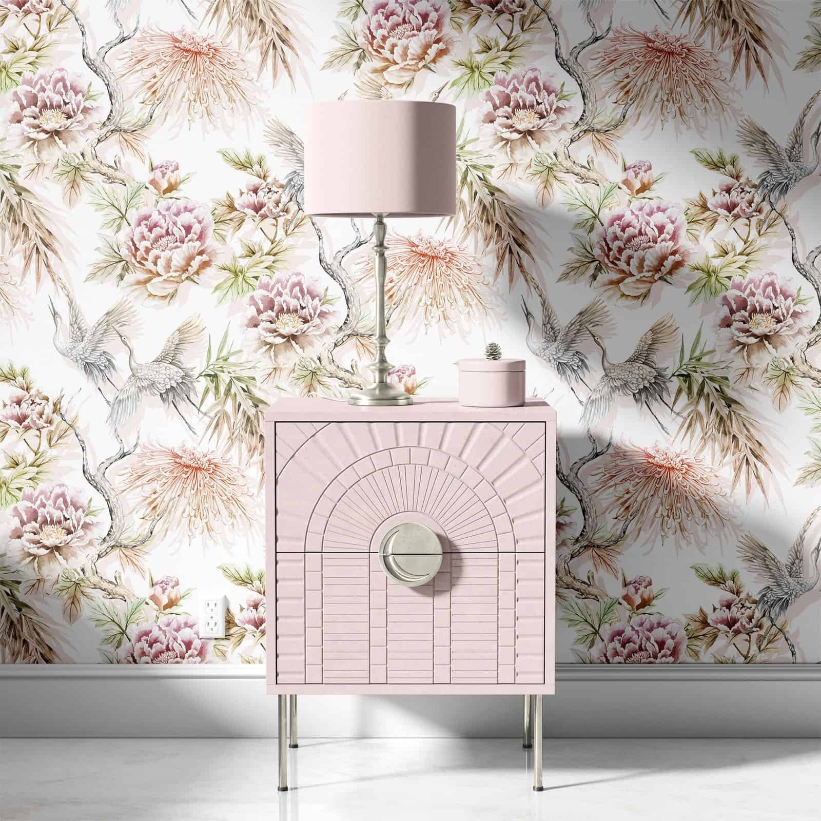 sendia blanco Papel tapiz con patrón floral en tono blanco - Alchemyst