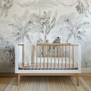 Papel tapiz infantil con cebras en blanco y negro - Alchemyst
