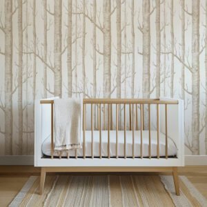 Mural ilustrado de bosque de árboles en tono sepia - Alchemyst