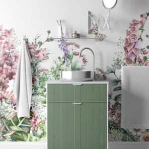 Mural ilustrado floral en tono rosado y púrpura - Alchemyst