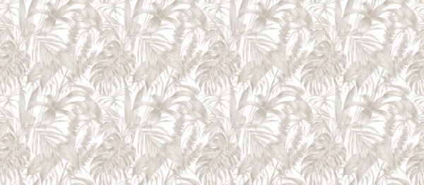 Papel tapiz / empapelado con motivo de hojas y plantas en tonos beige y crema - Alchemyst