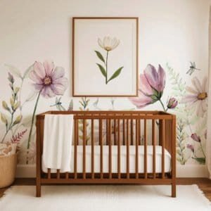 Mural ilustrado floral en tonos rosados y púrpuras - Alchemyst