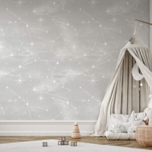 Mural ilustrado con motivo de estrellas en tono beige - Alchemyst