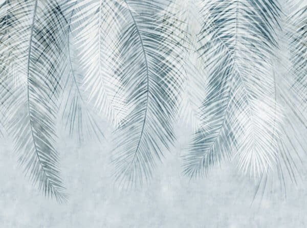 Papel tapiz con patrón de hojas de palma en tono gris - Alchemyst