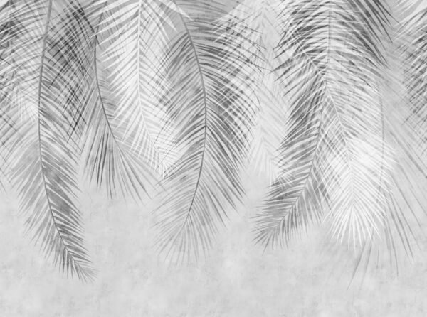 Papel tapiz con patrón de hojas de palma en tono gris - Alchemyst