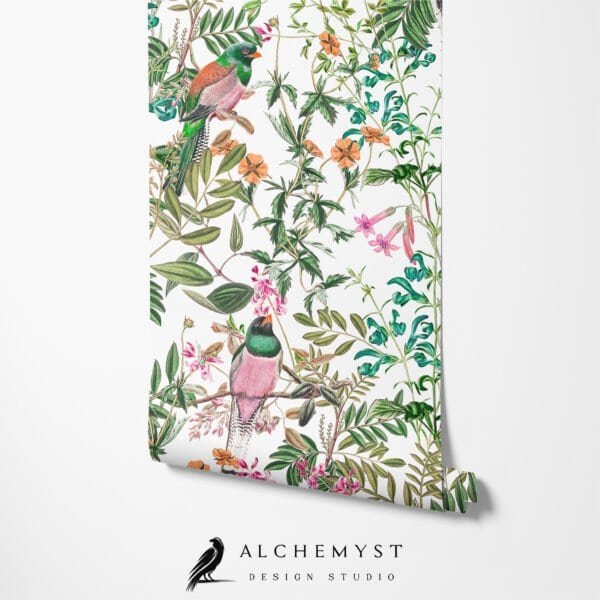 Papel tapiz con patrón floral botánico en tonos beige - Alchemyst
