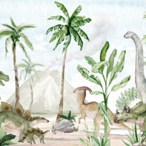 Mural ilustrado de dinosaurios en tono gris - Alchemyst
