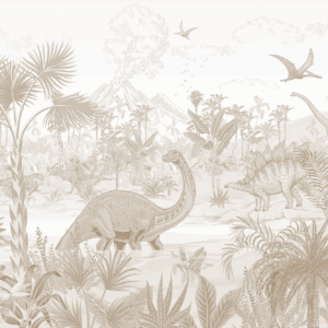 MURAL DINOS SEPIA