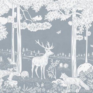 Mural ilustrado de bosque en tono azul - Alchemyst