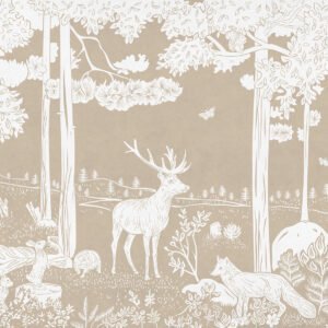 Mural ilustrado de bosque en tono marrón - Alchemyst