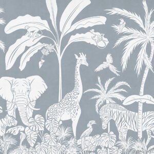 MURAL MONOCHROME JUNGLE BLUE