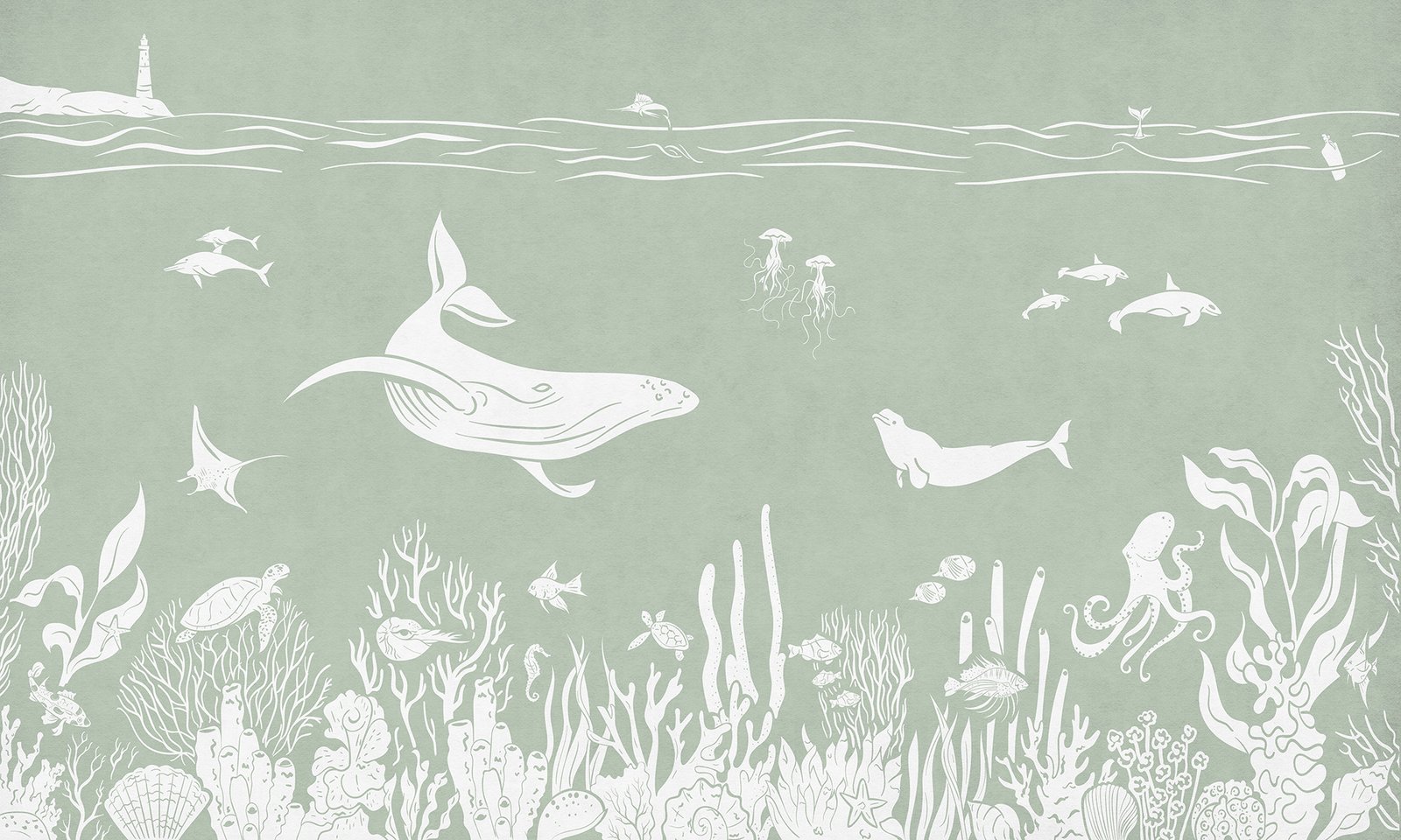 Monochrome Sea - Green cat