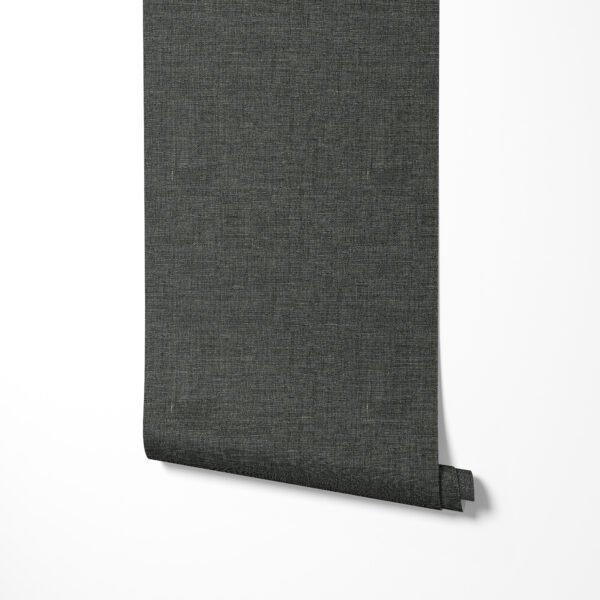 Papel tapiz / empapelado con textura de lino en tonos gris oscuro, rollo - Alchemyst