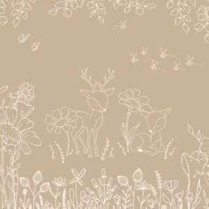 MURAL DEER DOODLES BROWN