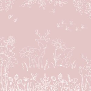 MURAL DEER DOODLES PINK