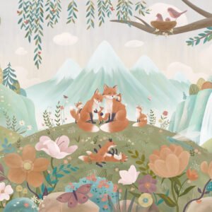 MURAL FOX FAMILY