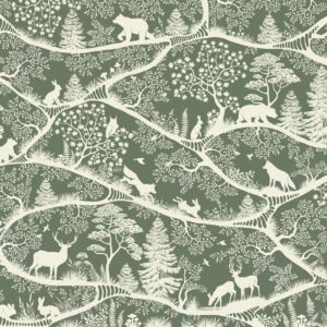MURAL NORDIC NATURE GREEN-WHITE