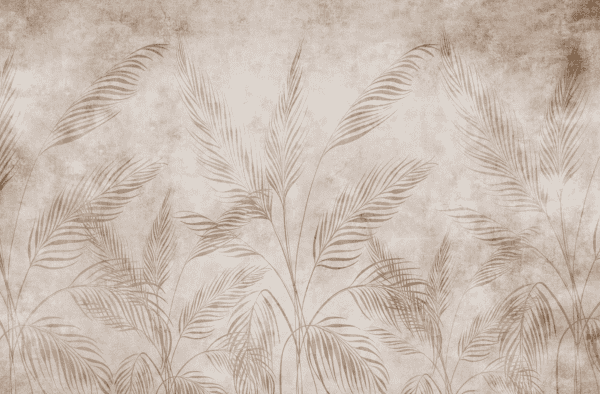 Mural ilustrado con motivo de hojas de palma en tonos sepia - Alchemyst