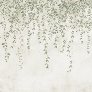 Mural ilustrado botánico con enredaderas colgantes verdes - Alchemyst