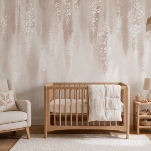 Empapelado infantil Acacia 1 de ALCHEMYST aplicado en un cuarto de bebé