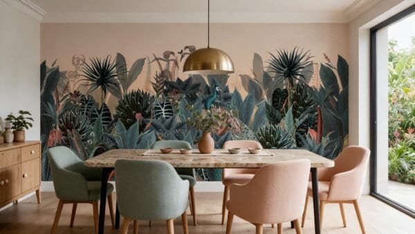 Empapelado mural Alice Day de ALCHEMYST aplicado en un comedor