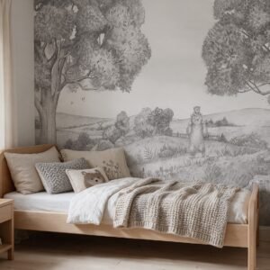 Empapelado infantil Amazing Bear & Bees-3 de ALCHEMYST aplicado en un cuarto de niños