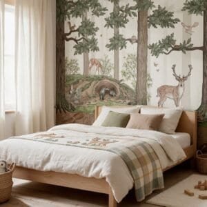 Empapelado infantil Animals In The Forest de ALCHEMYST aplicado en un cuarto de niños