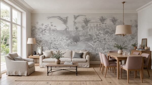Empapelado mural Cairo 6 de ALCHEMYST aplicado en un living comedor