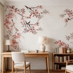 Empapelado mural Cherry Blossom-6 de ALCHEMYST aplicado en un escritorio
