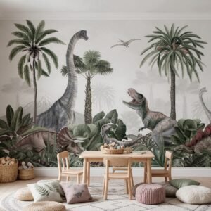 Empapelado infantil Dino Jive 1 de ALCHEMYST aplicado en una sala de juegos
