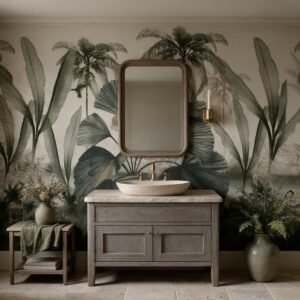 Empapelado mural Ecos Del Tropico 1 de ALCHEMYST aplicado en un toilet