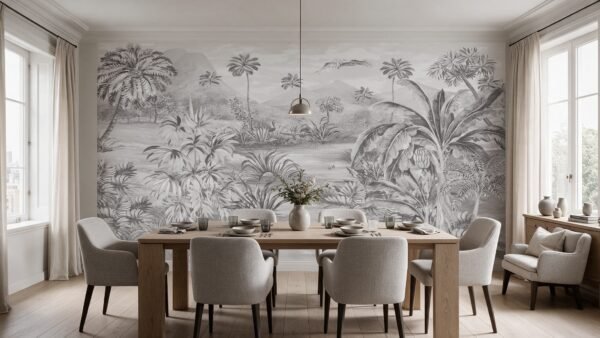 Empapelado mural El Remanso 3 de ALCHEMYST aplicado en un comedor