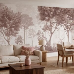 Empapelado mural Enchanted Forest 02 de ALCHEMYST aplicado en un living comedor