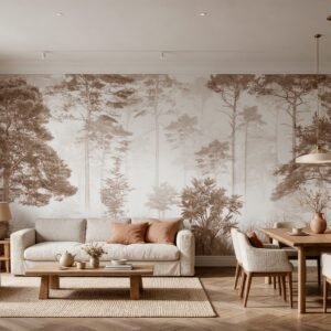 Empapelado mural Ethereal Woods 1 de ALCHEMYST aplicado en un living comedor