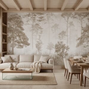 Empapelado mural Ethereal Woods 2 de ALCHEMYST aplicado en un living comedor