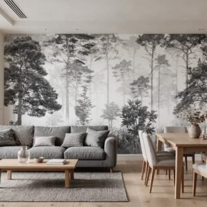 Empapelado mural Ethereal Woods 3 de ALCHEMYST aplicado en un living comedor