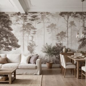 Empapelado mural Ethereal Woods 5 de ALCHEMYST aplicado en un living comedor