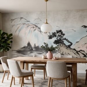 Empapelado mural Fushimi 01 de ALCHEMYST aplicado en un comedor