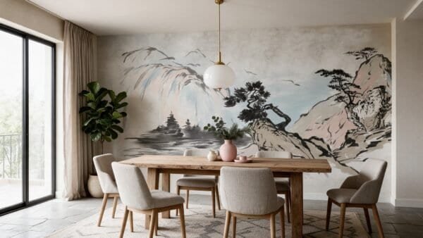 Empapelado mural Fushimi 01 de ALCHEMYST aplicado en un comedor
