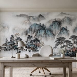 Empapelado mural Japan 1 de ALCHEMYST aplicado en un escritorio