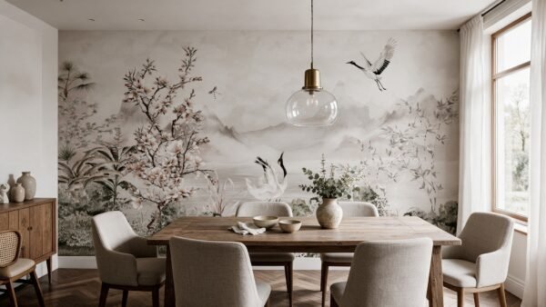 Empapelado mural Kyoto de ALCHEMYST aplicado en un comedor