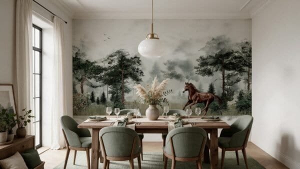 Empapelado mural Lush Reverie 2 de ALCHEMYST aplicado en un comedor