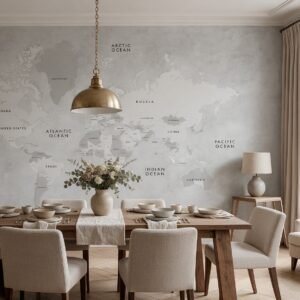 Empapelado mural Mapa 03 de ALCHEMYST aplicado en un comedor
