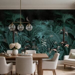 Empapelado mural Regodeo Noir de ALCHEMYST aplicado en un comedor